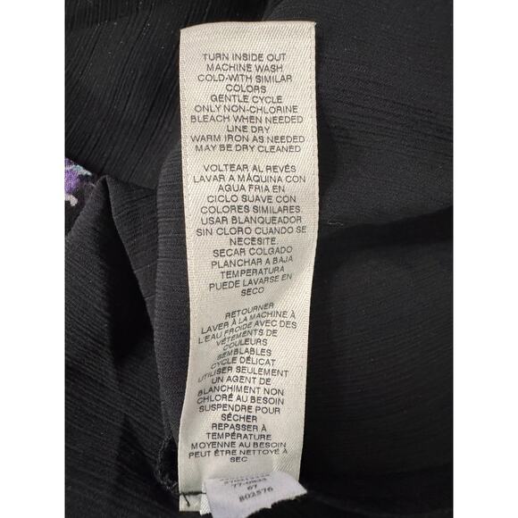 WHBM White House Black Market Large Black Floral Cold Shoulder Blouse - Picture 6 of 8